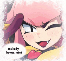 a drawing of a girl with the words melody loves mimi on the bottom
