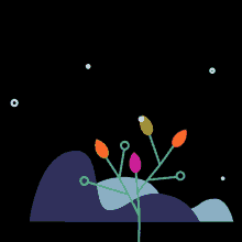 an illustration of a bird sitting on a branch with flowers