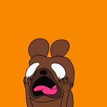 a cartoon of a bear with its mouth open and its tongue out