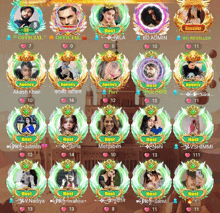 a screenshot of a video game showing the hosts and their badges