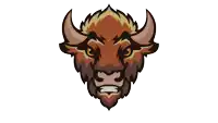 a picture of a bison 's head with the word bwe behind it