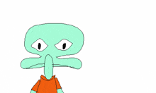 a drawing of squidward from spongebob squarepants standing next to a group of squidward heads