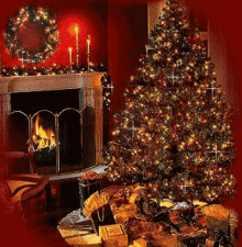 fireplace christmas tree
