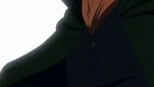 a close up of a man 's fist in a black suit