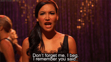 Glee Santana Lopez GIF - Glee Santana Lopez Dont Forget Me GIFs