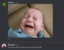 a screenshot of a baby crying with the time 20:22 on the bottom