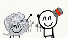 a crumpled piece of paper is standing next to a pencil that says hurr durr on it .