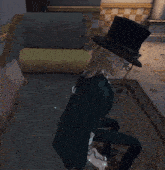 a cartoon character wearing a top hat and a snake bracelet