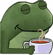 frog hot coffee tea smelling chill