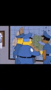 a cartoon of two police officers looking at a map ..