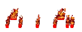 the letter a is burning in a pixel art style