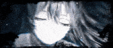 a drawing of a girl with her eyes closed in a dark room