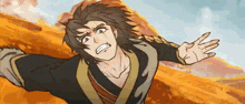 a man in a kimono is flying through the air