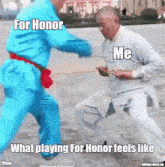 a meme of two men fighting with the caption for honor