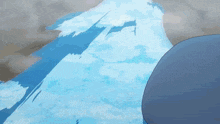 a painting of a mountain with a few clouds