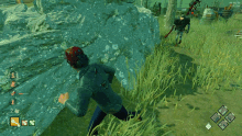 a screenshot of a video game shows a man holding a gun and a monster behind him