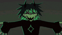 a cartoon character with horns and a diamond on his shirt