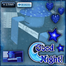 a picture that says good night with a star and hearts