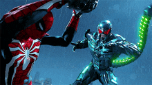 a spider-man is fighting another superhero in a video game