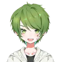 a person with green hair wearing a pair of pixelated glasses