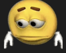 a close up of a smiley face with a sad look on its face and arms .