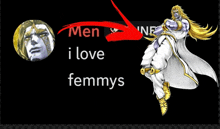 a black background with a picture of dio and the words men i love femmys on it