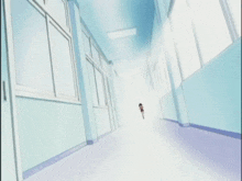a cartoon of a person walking down a hallway