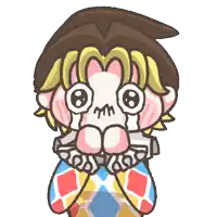 a cartoon drawing of a clown with a tear running down his face