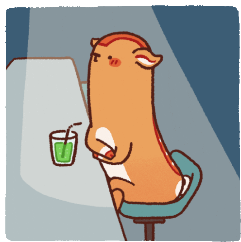 Chabo Shyly Sitting On A Chair Holding A Drink Sticker - Chabo Days Deer Google Stickers