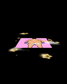 a cartoon of a man with a huge belly and blue boxing gloves