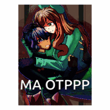 a poster of a girl hugging another girl with the words ma otppp written on it