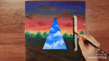 a person is painting a picture with the words made in animotica on the bottom right