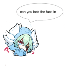 a drawing of a girl with a speech bubble that says can you lock the fuck in