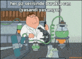 a cartoon of peter griffin looking through a microscope