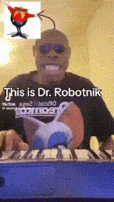 a man wearing a shirt that says this is dr. robotnik