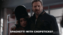 Spaghetti With Chopsticks Bob Goodwin GIF - Spaghetti With Chopsticks Bob Goodwin Judy Goodwin GIFs