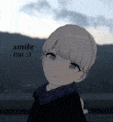 a drawing of a girl with the words smile rai 3 on the bottom