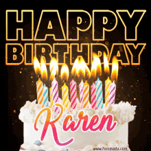 happy birthday hbd candles karen birthday cake