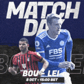 a poster for a soccer match between leicester city and southampton