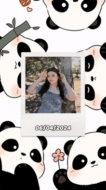 a polaroid picture of a girl with the date 06/04/2024