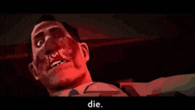 a person is holding a shotgun with the words " die " below it