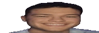 a close up of a man 's face with a smile on his face .
