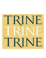 a yellow sign that says trine trine trine in blue letters
