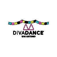 a logo for divadance san antonio with a bunch of flags