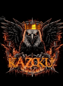 a picture of an eagle with a crown and the name kazoku on the bottom