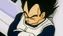 a close up of a cartoon character with his arms crossed and a serious look on his face .
