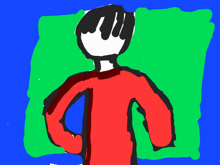 a drawing of a person in a red shirt