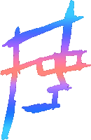 a drawing of a blue and red letter f