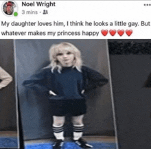 a facebook post by noel wright shows a little girl with her hands on her hips