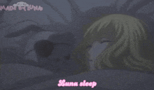 a picture of a girl with the words luna sleep in pink letters